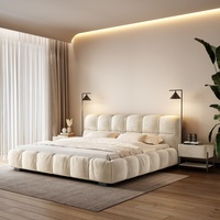 Tempat Tidur King-size Modern Berbahan Suede dengan Rangka Kayu Solid yang Tahan Lama dan Pelapis Lembut untuk Kamar Tidur Utama