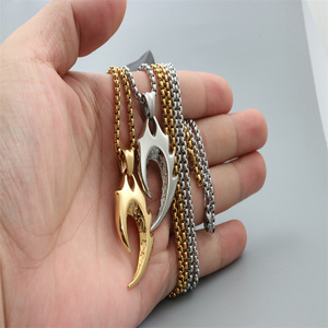 Collier pendentif en forme de crochet en acier inoxydable unisexe, bijoux à la mode, couleur argent blanc, cadeau - Product Image 2