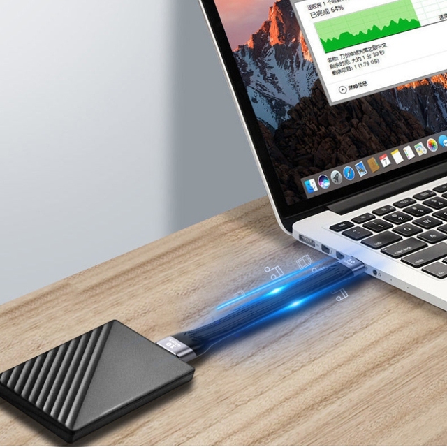 PD 48v 5a 240w 40Gbps 8K USB 4 Type C Flat Cable  Flexible USB4 Type-c Data and Fast Charging Cable
