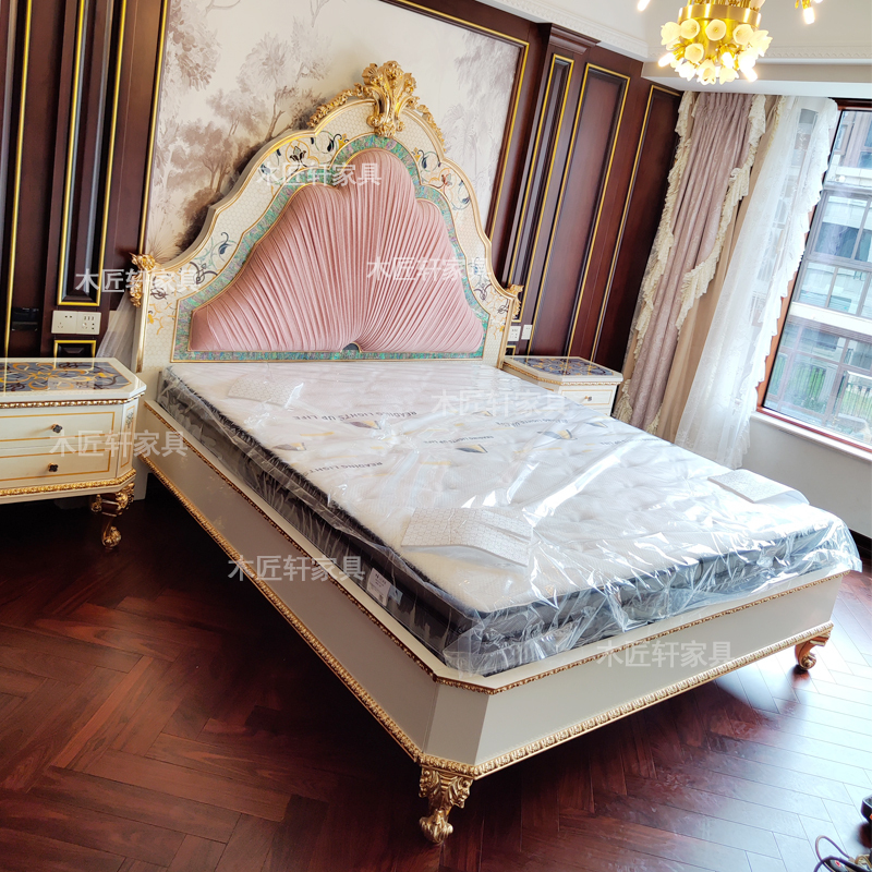 Lit princesse rose 1520m-feuille d'or-coquille nacre