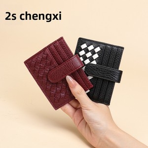 Porte-cartes de visite ultra-fin en PU tressé, couleur unie, avec fente pour <span class=keywords><strong>carte</strong></span> d'identité, sans fermeture, étui portable pour cartes, <span class=keywords><strong>pochette</strong></span> de <span class=keywords><strong>rangement</strong></span> pour documents d'identité - Product Image 4