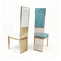 Chaise moderne à dossier haut en acier inoxydable doré, chaise de banquet de luxe pour mariage, hôtel, réception d'événements