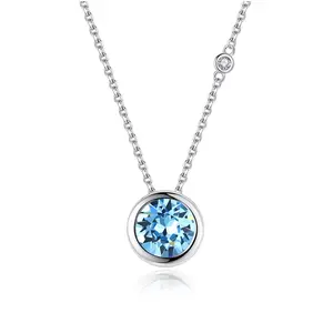 New Arrival High Quality Fine Jewelry 925 Sterling Silver Genuine Austria Crystal Birthstone Angel Eye Necklace