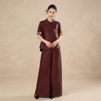Bestseller Xiang Yun Zijden Top 100% Moerbeizijde Chinese stijl Vintage T-shirt met korte mouwen Soft Touch Gambiered Canton Zijde