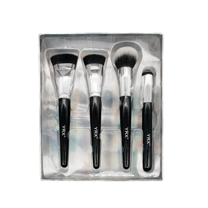 Pinceau de maquillage pour le visage, 4 pièces, pinceau plat pour estomper le fond de teint, manche en bois, poils synthétiques, respectueux de la peau - Product Image 6