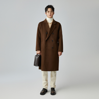 Manteau en laine pour homme, long, double face, double boutonnage, décontracté, uni, couleur unie, luxe léger, réversible, imperméable, respirant