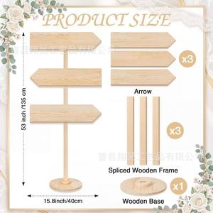 Letrero de madera con forma de flecha, de pie, para bodas, decorativo, de madera maciza, adorno DIY, guía para fiestas, forma rectangular - Product Image 2