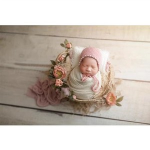 Bonnet perlé pour bébé pleine lune Accessoires de photographie Bonnet tricoté pour bébé Accessoires de vêtements spéciaux studio Sûr et non toxique - Product Image 2