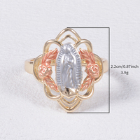 Bague Beverly 14k Oro Vierge Marie-Prophète séquentiel Bijoux tricolores Bague en laiton chrétien Vierge Guadalupe