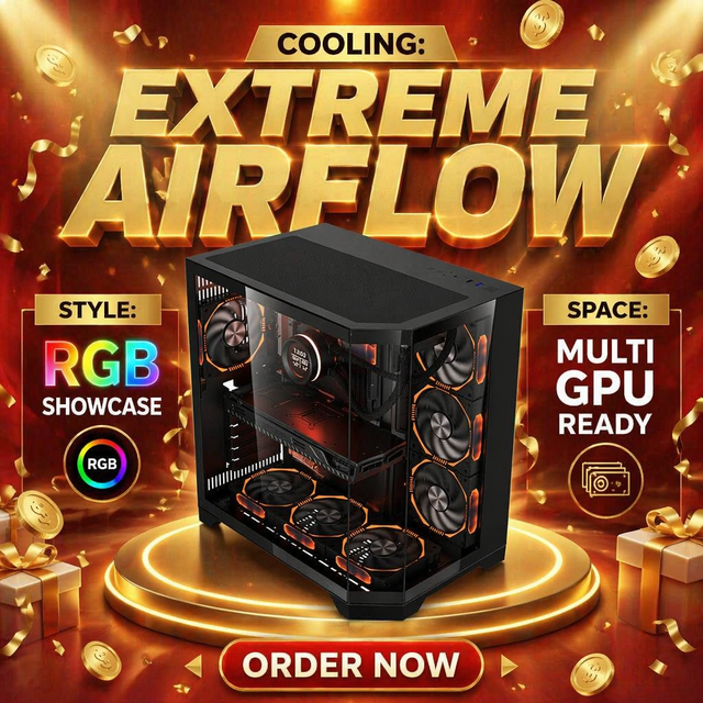 New Desktop Full Tower Gaming Computer Case RGB ATX Cabinet Supports 240 Water-cooled Fan PC Computer Case