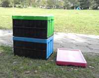 Caisse en plastique PP multifonctionnelle, pliable, empilable, légère et recyclable pour le rangement de livres, jouets et équipement de camping