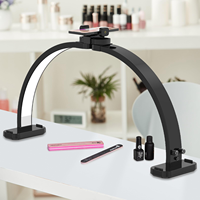 Lampe de bureau pliable en forme de demi-lune avec support pour téléphone, lumière LED réglable large pour la manucure, l'artisanat, les tâches d'esthéticienne