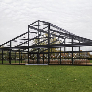 Tente de mariage Atrium à grande portée avec structure en aluminium noir, capacité de 500 personnes, conception sans colonnes avec murs en verre, style <span class=keywords><strong>palais</strong></span> médiéval - Product Image 1