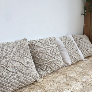 Op Voorraad Plain Bohemian 100% Katoen Haak Handgemaakte Gebreide Kussenhoezen Voor Sofa Patio Decoratie - Product Image 2