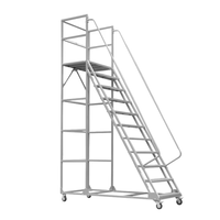 Escalera de Plataforma Móvil de Aluminio Desmontable para Almacén Jigong, Escalera de Plataforma Móvil para Recogida de Pedidos, Escalera Rodante