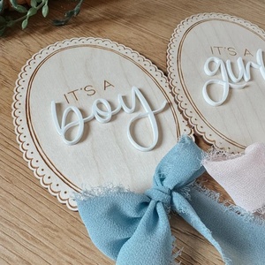 Annonce de <span class=keywords><strong>naissance</strong></span> en bois, événement majeur, révélation de sexe vintage, annonce de grossesse, accessoires photo - Product Image 3