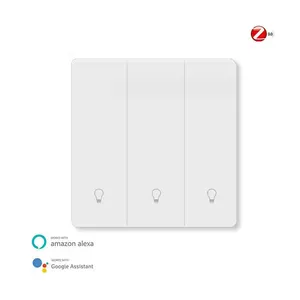 Zigbee Smart 3 Gang EU/UK Wall Push Button Switch, Works with Tuya Smart Life, Supporting Voice Control for Smart Home Switch