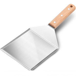 Stainless steel <b>square</b> spatula, beechwood handle BBQ spatula, teppanyaki grilling <b>tool</b>, pancake spatula, BBQ cooking spatula, - Product Image 2