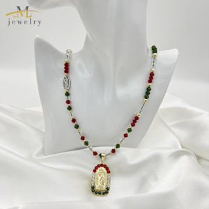 Collar de Rosario JML Hecho a Mano con Cuentas y Colgante de la Virgen María para Hombres y Mujeres Joyería Religiosa Santa Madre de Dios - Product Image 3