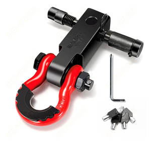 SEMRISE Accessoires tout-terrain 4x4 Noir Rouge Crochets de remorquage <span class=keywords><strong>Attelage</strong></span> de récupération <span class=keywords><strong>Attelage</strong></span> verrouillable Manille en acier au carbone 50 lb Compatible - Product Image 3