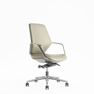 Chaise pivotante de luxe à hauteur réglable et design moderne en cuir véritable sans appui-tête pour le bureau - Product Image 6