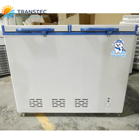 Congélateur coffre hybride solaire électrique AC/DC double zone 348L, réfrigérateur à double température pour utilisation hors réseau