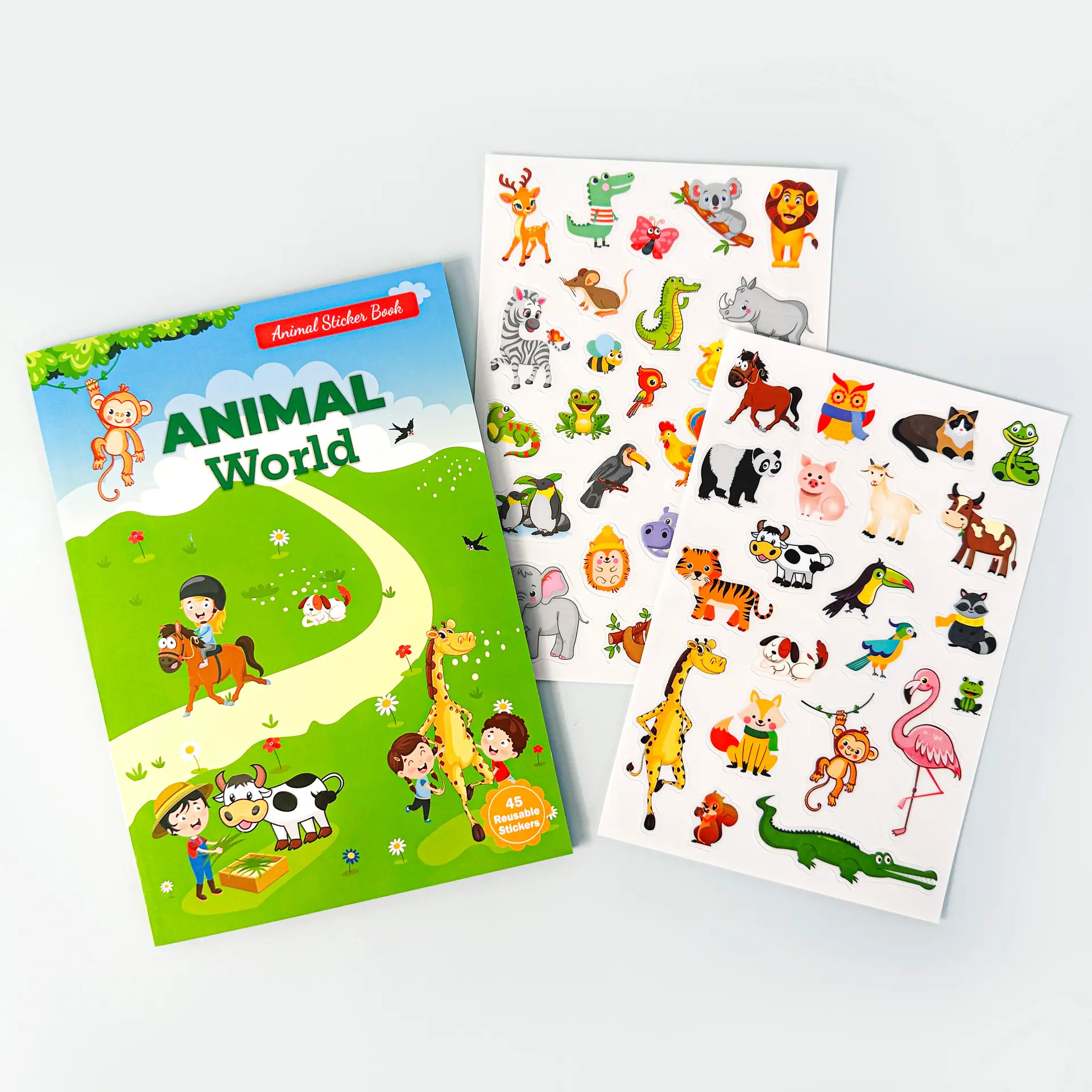 Buku stiker anak-anak baru grosir menyenangkan diy adegan hewan dinosaurus lukisan laut buku stiker