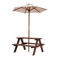Parasol rectangulaire d'extérieur Table et chaise Ensemble pour enfants Banc de jeu de jardin pour enfants Parapluie de pique-nique en bois
