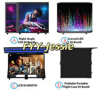 Cabina de DJ LED Portátil para Exhibición en Tiendas, con Pantalla de Video Digital Curva para Interiores, Soporte de Baile Superior y Mesa Móvil