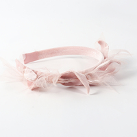 Serre-tête de luxe en velours WENNAN, élégant, rose doux, avec feuilles en maille, accessoires de mode pour cheveux