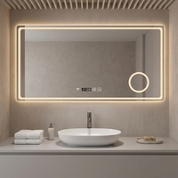 Miroir mural LED, grand miroir LED avec bouton tactile pour hôtel