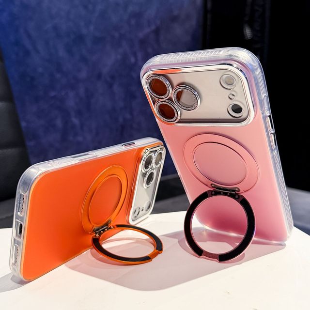 IMD Magnetic Phone Case 360 Rotating Ring Kickstand Matte Shockproof Protective Cover for iPhone 13 14 15 16  17 18 Pro Max