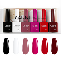CANNI Nouveau Set de Vernis à Ongles Gel UV 9ml Sans HEMA, Kit de Gels UV 6pcs/lot avec Base, Top Coat, Top Coat Mat, Primer et Déshydrateur, Coffret Cadeau