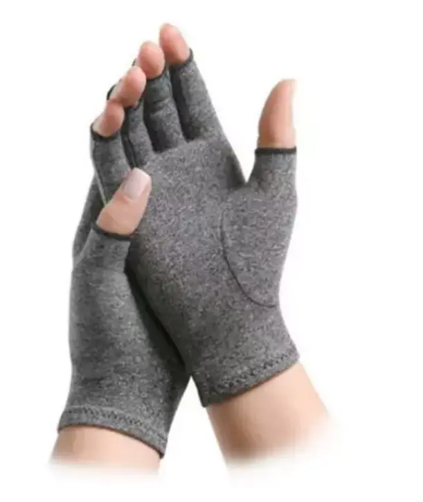 Fingerless Grey Spandex Compression Pressure Therapy Therapeutic Cycling Anti Arthritis Gloves For Women Pain