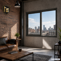 Ventana de Aluminio para Hogar JUNYAO Studio, 2.0 mm, Cierre Multipunto 5+9A+5, Aislamiento Térmico, Resistente a la Intemperie, CE NFRC AS2047, ODM, RAL Personalizado