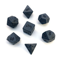 Nouvel ensemble de dés polyédriques DND en acrylique noir mat dépoli, 7 pièces, pour jeux de rôle RPG Dragon