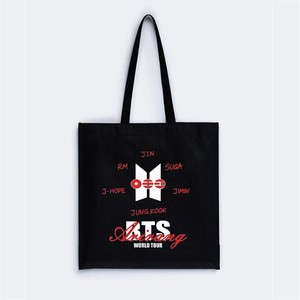 Nuova Borsa Tote in Tela Nera a Tema BT S World Tour, Borsa a Spalla Ecologica Riutilizzabile per Fan K-Pop, Uso Quotidiano e Omaggi per Concerti - Product Image 3