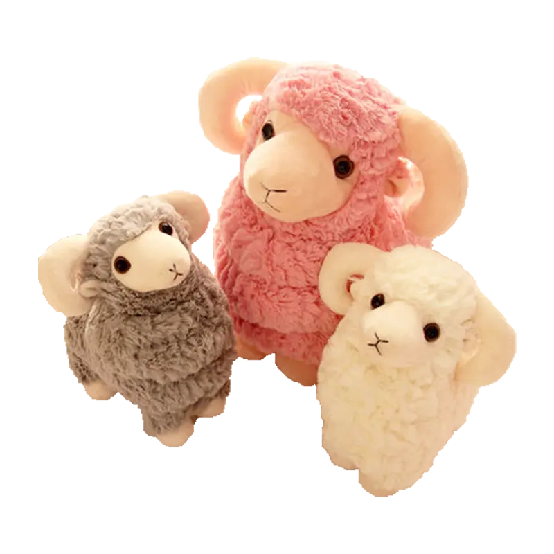 Brinquedo de pelúcia macio realista para ovelhas e cabras, decoração colorida de animais de pelúcia