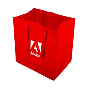 Reusable Grocery Tote Shopping Bags With Print Logo Custom Made Non Woven Bags For Promotional