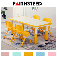 Table d'étude rectangulaire robuste bleue pour enfants en plastique PE durable pour la maternelle et les centres de formation