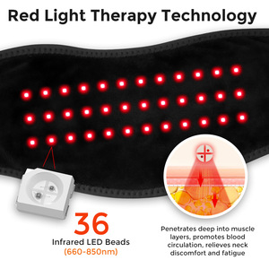 Red Light Therapy Heated Neck Brace 660nm 850nm <b>Vibration</b> Massager Velcro Strap Smart Wear <b>Rechargeable</b> - Product Image 4