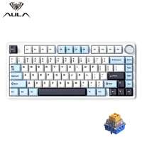 Teclado para Juegos AULA F75 HE Tri-Modo con Interruptor Magnético de Efecto Hall, Diseño 75%, 8KHz RGB, Hot Swap, USB-C, con Perilla Metálica