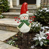 Panneau métallique personnalisé d'hiver, bonhomme de neige avec chapeau haut et écharpe, en fer antirouille pour la décoration extérieure de pelouse et de porche