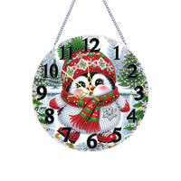 Horloge à suspendre DIY de Noël avec peinture diamant, OEM ODM, ornement créatif artisanal pour la décoration intérieure