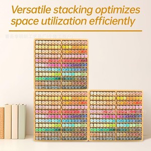 Wooden Marker <b>Storage</b> Rack Square Desktop Organizer For <b>Drawing</b> Pens Art Supplies - Product Image 4