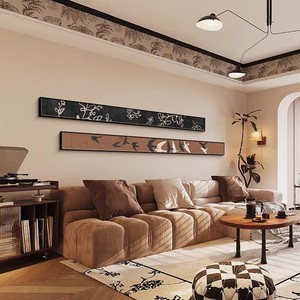 Arte de Pared Enmarcado, Pintura Abstracta al Óleo sobre Lienzo, Marco Rectangular Negro, Decoración para Sala de Estar y Dormitorio - Product Image 1