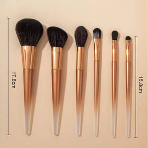 YRX Juego de 6 Brochas de Maquillaje Personalizadas con Logotipo, Virolas de Aluminio, Mango de Plástico Perlado, Brochas de Maquillaje Doradas, Kit de Brochas de Maquillaje de Lujo - Product Image 3