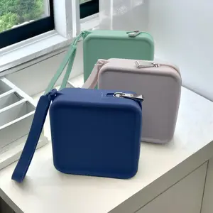 Biểu tượng tùy chỉnh Hot Bán bền quadrate mềm thân thiện với môi không thấm nước Silicone Pocket PURSE Pouch bút chì trường hợp