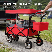 Chariot pliable à quatre roues avec auvent amovible pour le camping en plein air et les sorties en famille
