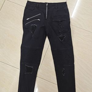 Pantalon en <span class=keywords><strong>jean</strong></span> pour homme Pantalon de motard Streetwear à petits pieds Pantalon en <span class=keywords><strong>jean</strong></span> skinny de marque - Product Image 3